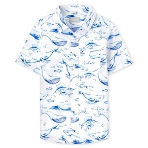 The Children’s Place Boys’ Button Down Cotton Shirt Size 10/12 (L) Whales